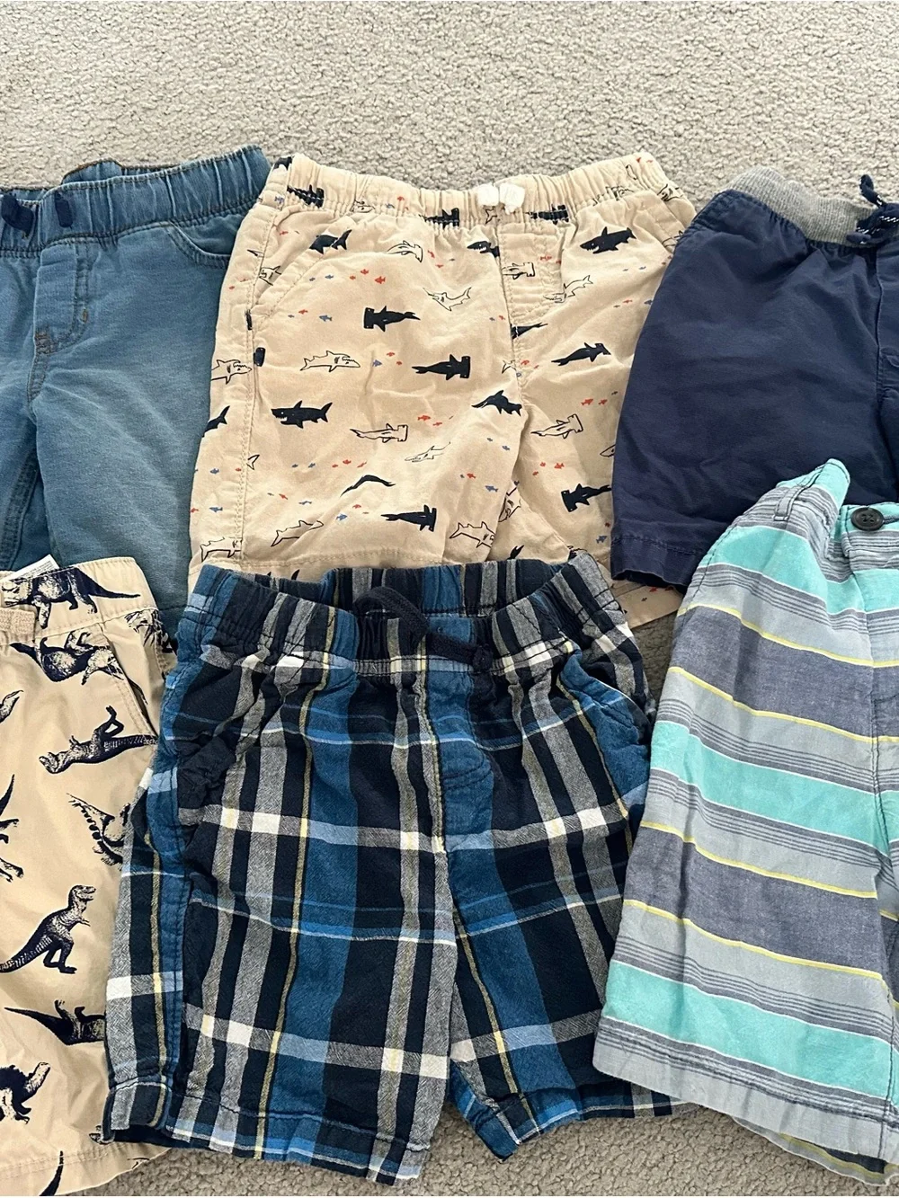Carter's Boys Multi-Pattern Blue Tan Navy Shorts Set
